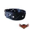 Cinturón de cuero negro con tiras cruzadas C61